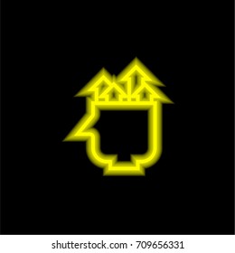 Ideas yellow glowing neon ui ux icon. Glowing sign logo vector