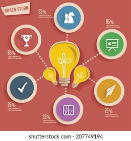 Ideas,Light bulb concept info graphic design,red version,clean vector
