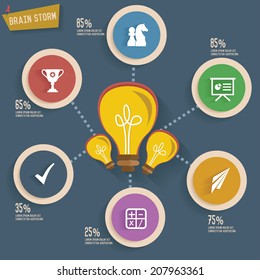 Ideas,Light bulb concept info graphic design,dark version,clean vector