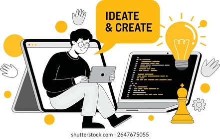 Ideate and Create Business Development Illustration