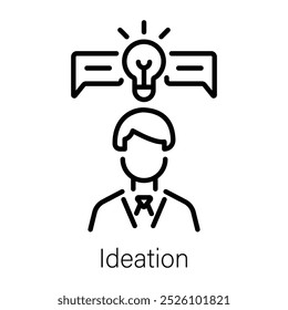 Icono de ideación en estilo lineal 