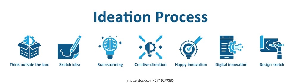 Ideation Process icon banner glyph color collection