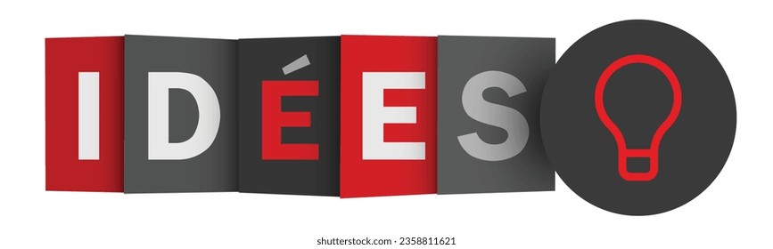 IDEES (IDEAS in French) red and gray vector web button