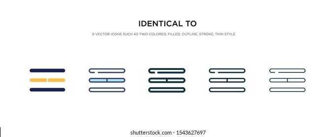 identical to icon in different style vector illustration. two colored and black identical to vector icons designed in filled, outline, line and stroke style can be used for web, mobile, ui