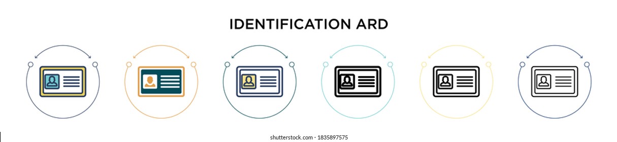 Identification ard icon in filled, thin line, outline and stroke style. Vector illustration of two colored and black identification ard vector icons designs can be used for mobile, ui, web