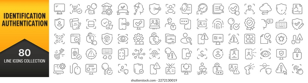 Identification and authentication line icons collection. Big UI icon set in a flat design. Thin outline icons pack. Vector illustration EPS10