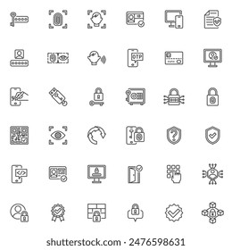 Identification and authentication line icons set. linear style symbols collection, outline signs pack. Identity vector graphics. Set includes icons as access control, password code, secure login key