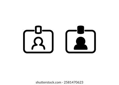 Identification badge icons in black outline style Vector