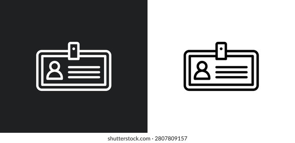 identification badge outline icon in white and black colors. identification badge flat vector icon from airport terminal collection for web, mobile apps and ui.