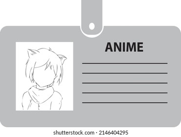 Identification card for Anime on a clip. Vector illustration.