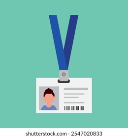 Identification card badge, employee ID. Horizontal badge for identifying employees in companies, seminars, trainings, presentations and other events. Flat vector illustration isolated