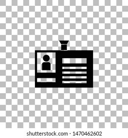 Identification card. Black flat icon on a transparent background. Pictogram for your project
