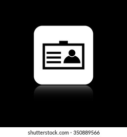 Identification card - black vector icon on the white button