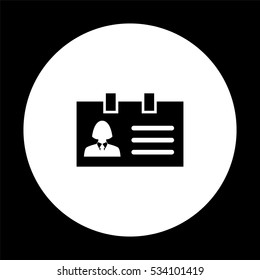 Identification card  - black vector icon