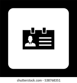 Identification card  - black vector icon