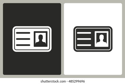 Identification card - black and white icons. Vector illustration.