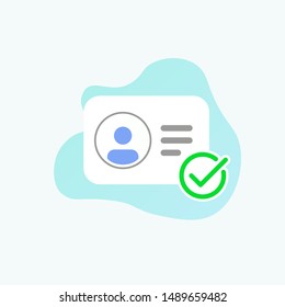 Identification card and check mark. Vector illustration