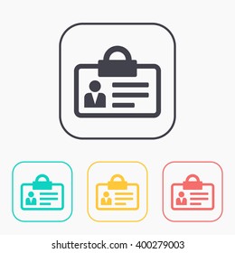 Identification card color icon set 