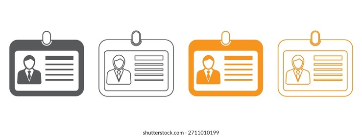 Tarjeta de Identificación, icono de la línea de Licencia del conductor, juego de Vectores. Conjunto de iconos de tarjeta de identificación. Plantilla de diseño de tarjeta de identificación de negocio simple, escuela y diseño de tarjeta de identificación de empleado. Ilustración vectorial.