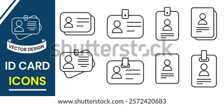 Identification card, Driver's license line icon, vector set. ID card icon set. Simple business Id card design template, school and Employee ID Card Design. Vector illustration.