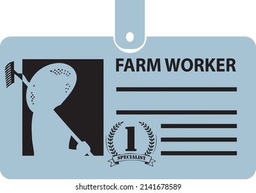 Identification card for a Farm Worker on a clip. Vector illustration.