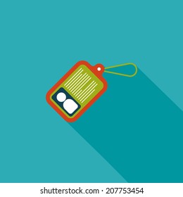 Identification card flat icon with long shadow