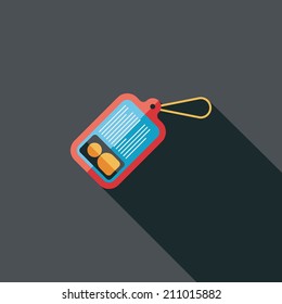 Identification card flat icon with long shadow