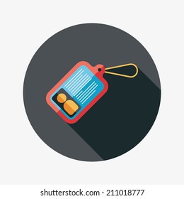 Identification card flat icon with long shadow
