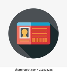 Identification card flat icon with long shadow