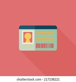 Identification card flat icon with long shadow