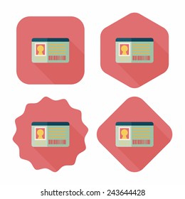 Identification card flat icon with long shadow