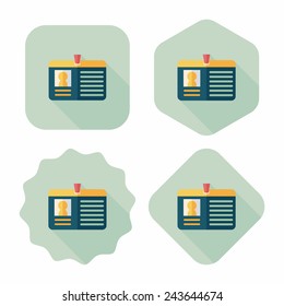 Identification card flat icon with long shadow