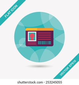 Identification card flat icon with long shadow