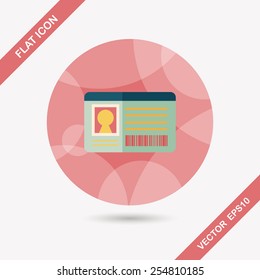 Identification card flat icon with long shadow