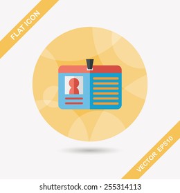 Identification card flat icon with long shadow