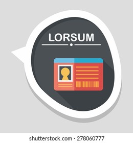 Identification card flat icon with long shadow