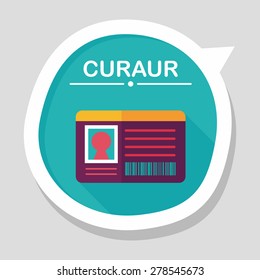 Identification card flat icon with long shadow