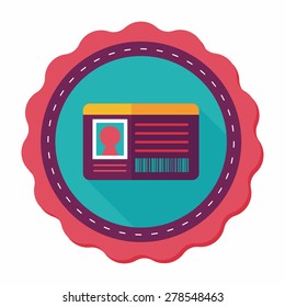 Identification card flat icon with long shadow