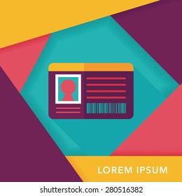 Identification card flat icon with long shadow