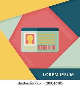 Identification card flat icon with long shadow