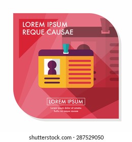 Identification card flat icon with long shadow