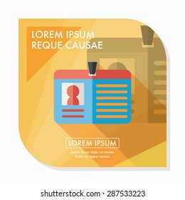 Identification card flat icon with long shadow