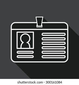 Identification card flat icon with long shadow, line icon