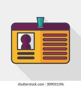 Identification card flat icon with long shadow