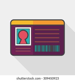 Identification card flat icon with long shadow