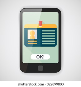 Identification card flat icon with long shadow