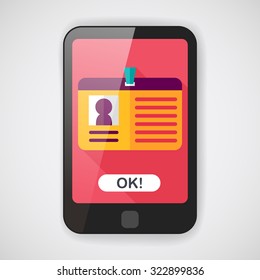 Identification card flat icon with long shadow