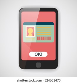 Identification card flat icon with long shadow