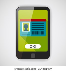 Identification card flat icon with long shadow