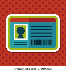 Identification card flat icon with long shadow